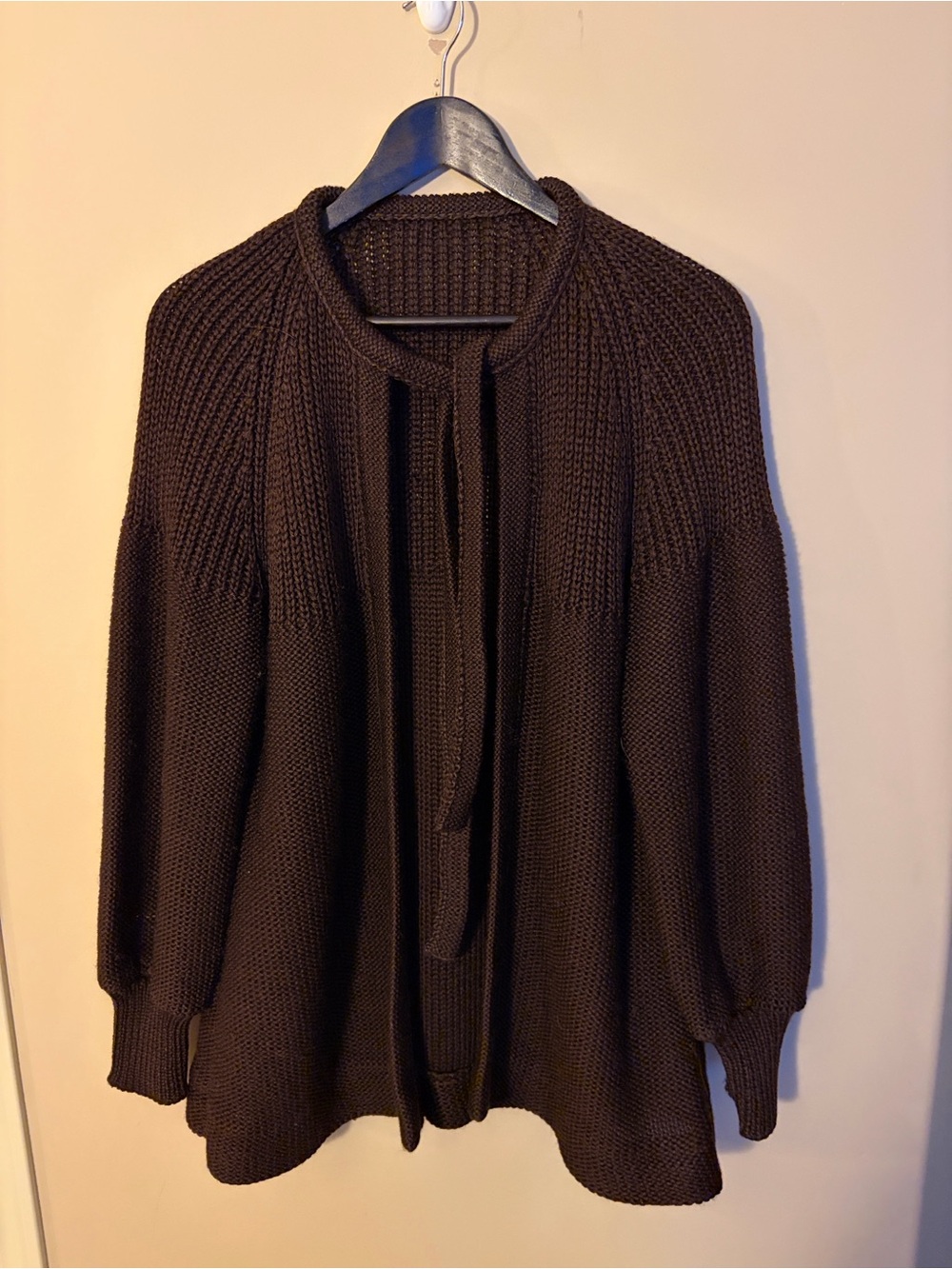 Women's Cozy Open-Front Knit Cardigan Sweater - Dark Brown